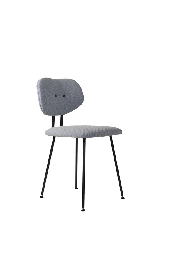 Maarten Baas 101 - Upholstered grey in pale blue-grey piqué, winged backrest, three-quarter left view