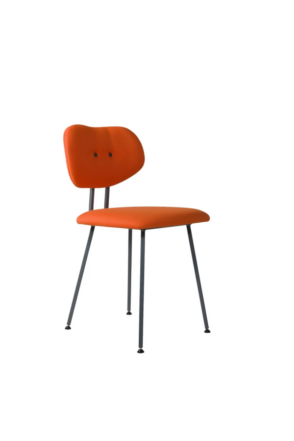 Maarten Baas 101 - Upholstered Orange, bright orange seat and winged back on dark grey steel legs
