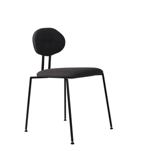 Maarten Baas 141 - Upholstered stackable in near-black fabric on a slim black stacking steel frame