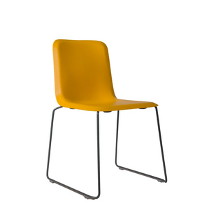 THIS 141 PP CHAIR - Stackable - yellow with grey, ochre yellow shell on a dark grey sled frame