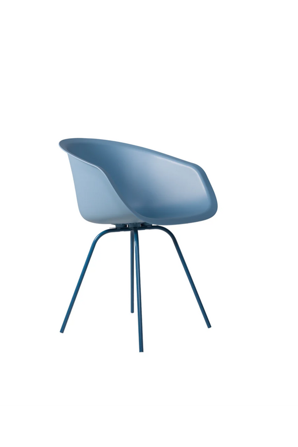 This Bucket Chair 101 - 4 legs - Light blue, pale blue tub shell on a blue tubular metal base