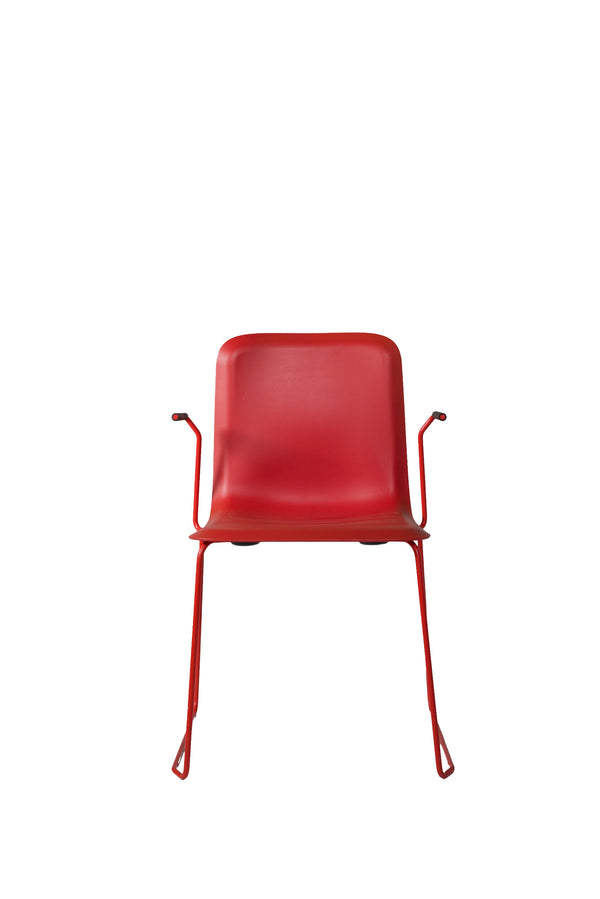 THIS 141 PP CHAIR - Stackable with armrests -  Red, Lensvelt