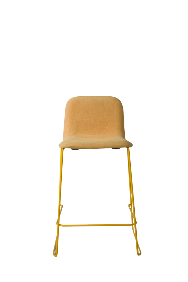 THIS 641 Barstool High back yellow upholstered, Lensvelt