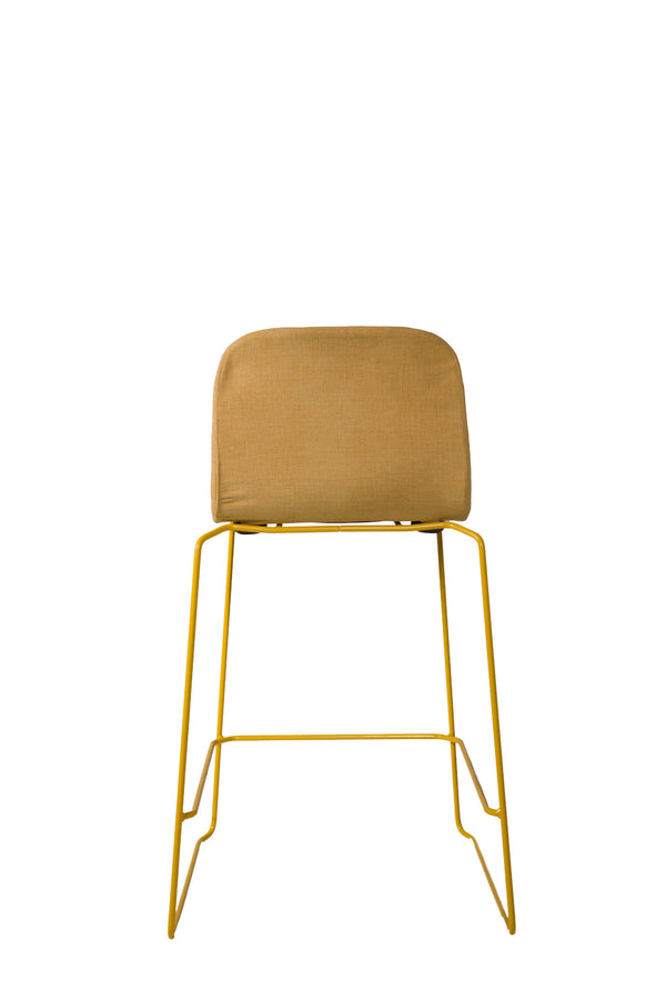 THIS 641 Barstool High back yellow upholstered, Lensvelt
