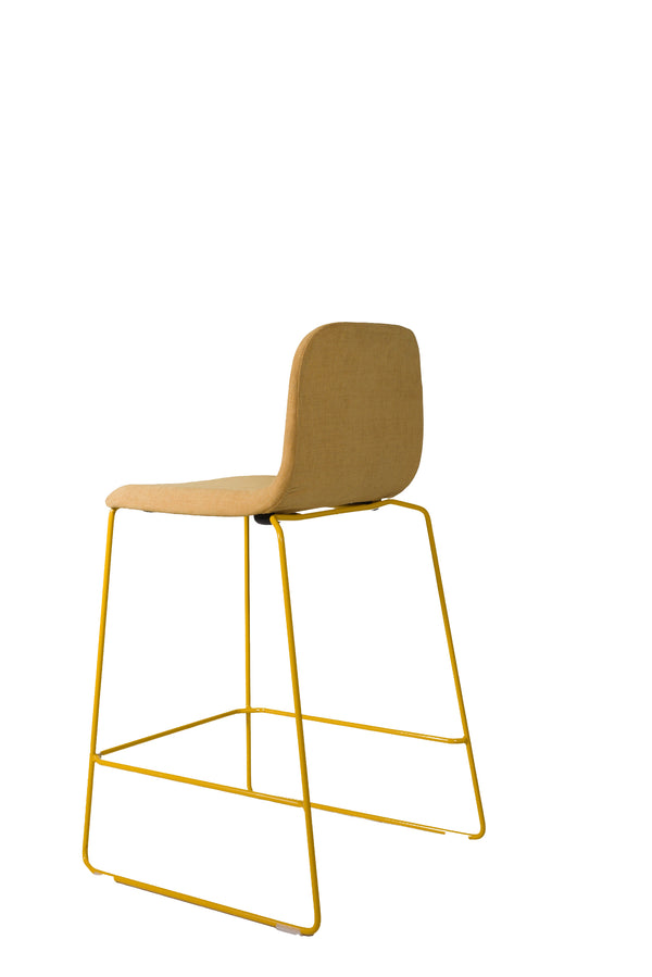 THIS 641 Barstool High back yellow upholstered, Lensvelt