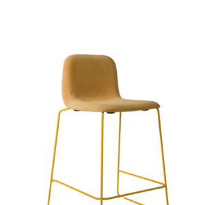 THIS 641 Barstool High back yellow upholstered, Lensvelt